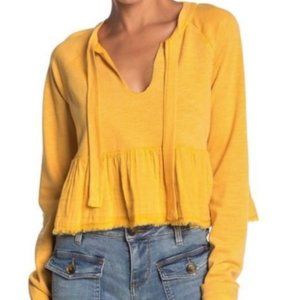 Free People Yellow Sweet Jane Peplum Pullover XS